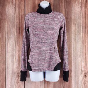 Lululemon Womens Sz 6 Runderful 1/2 Zip Space Dye Camo Berry Rumble Multi Black